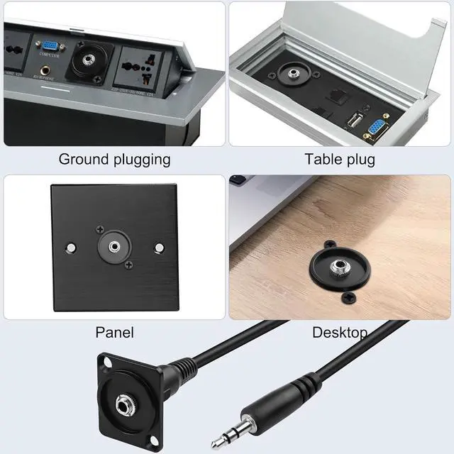 Alt view image 3 of 7 - D-Type Panel Mount Audio Cable, 3.5mm TRS Male to D-Type 3.5mm Female Stereo Jack Headphone Connector Cord for Smart Phone, Laptop, Tablet