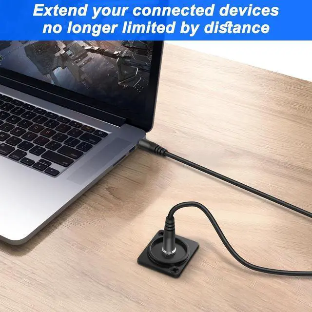 Alt view image 6 of 7 - D-Type Panel Mount Audio Cable, 3.5mm TRS Male to D-Type 3.5mm Female Stereo Jack Headphone Connector Cord for Smart Phone, Laptop, Tablet