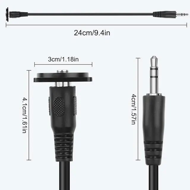 Alt view image 7 of 7 - D-Type Panel Mount Audio Cable, 3.5mm TRS Male to D-Type 3.5mm Female Stereo Jack Headphone Connector Cord for Smart Phone, Laptop, Tablet