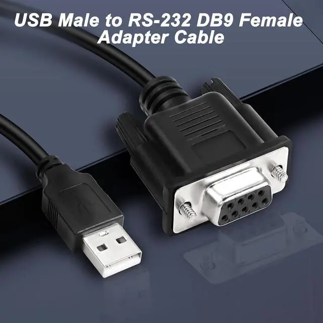 Alt view image 7 of 7 - USB to RS-232 DB9 Female Serial Adapter Cable, USB 2.0 Male to RS232 Com Female DB9 Serial Converter Cable (1.8M)