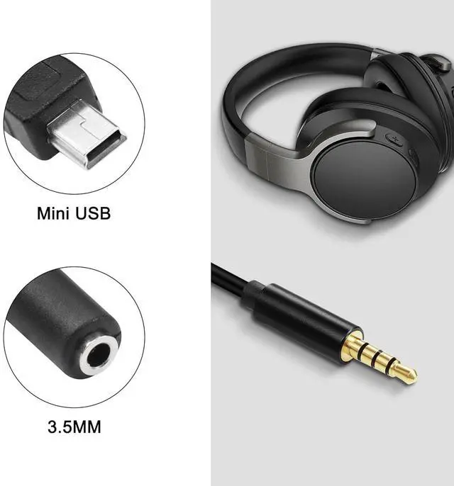 Alt view image 4 of 7 - Mini USB Male to 3.5mm Audio Cable Mic Cord,5 Pin Mini USB to 3.5mm Female TRRS 4-Pole Jack Adapter Cable for Headset Active Clip Microphone -33cm (2 Pack)