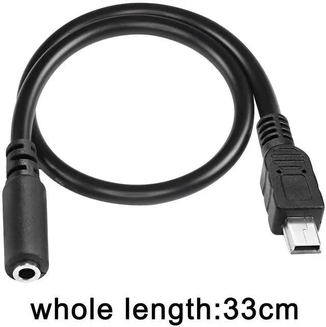 Alt view image 7 of 7 - Mini USB Male to 3.5mm Audio Cable Mic Cord,5 Pin Mini USB to 3.5mm Female TRRS 4-Pole Jack Adapter Cable for Headset Active Clip Microphone -33cm (2 Pack)