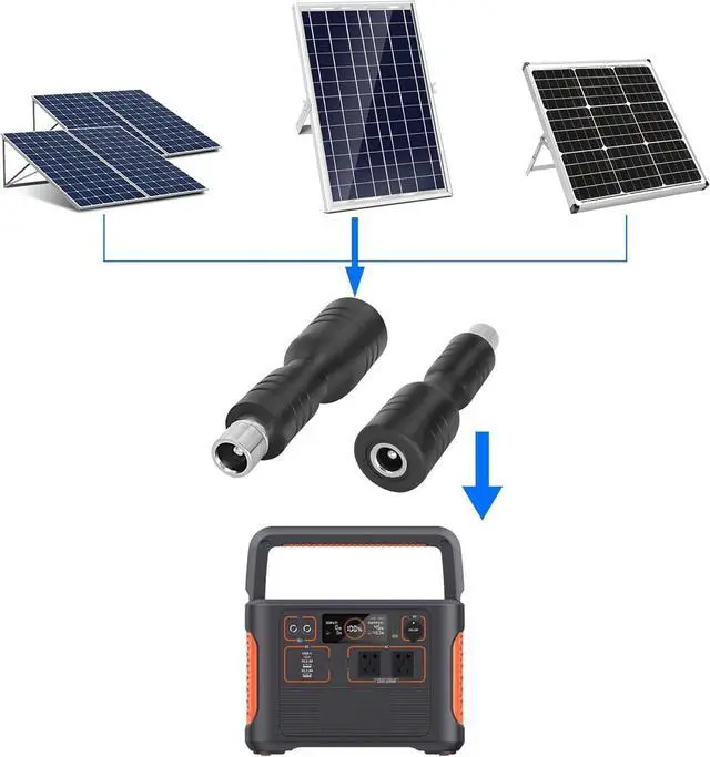 Alt view image 3 of 7 - DC 5.5x2.1mm to DC 8.0x2.0mm Connector Adapter, 2Pcs DC8020 Male to DC5521 Female Adapters for Solar Panel RV Portable Power Station