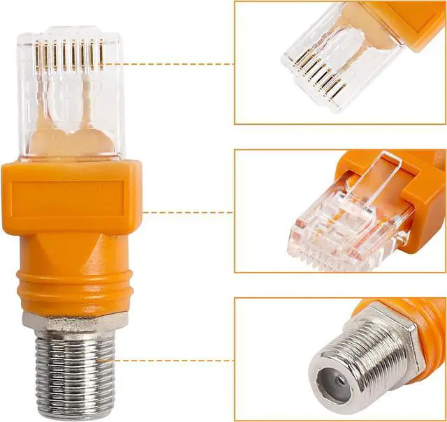 Alt view image 7 of 7 - RF to RJ45 Converter, Coaxial to Ethernet Adapter F Female to RJ45 Male Barrel Coax Couplers Straight Connector for Line Tester (4PCS)