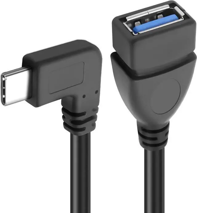 Alt view image 4 of 7 - USB C to USB 3.0 Adapter, 90 Degree USB 3.1 C Male to USB 3.0 A Female OTG Cable 5Gbps Data & Charging Cord for Phones Tablet PC Laptop (Black, 0.25m)