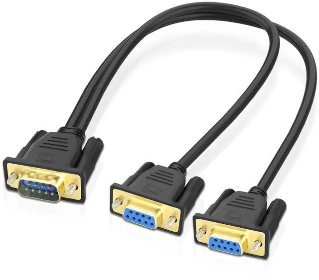 Main image of DB9 Y Splitter Adapter Cable DB 9Pin 1 Male to 2 Female RS232 Extension Cord Wire Straight Through Serial D-Sub Port for Connecting PC Digital Machine Tools-50CM (1 Male to 2 Female)