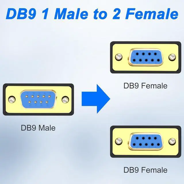 Alt view image 3 of 7 - DB9 Y Splitter Adapter Cable DB 9Pin 1 Male to 2 Female RS232 Extension Cord Wire Straight Through Serial D-Sub Port for Connecting PC Digital Machine Tools-50CM (1 Male to 2 Female)