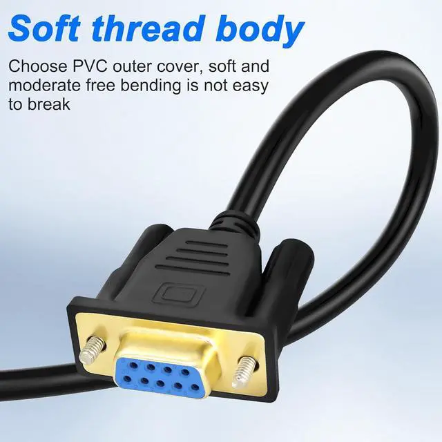 Alt view image 7 of 7 - DB9 Y Splitter Adapter Cable DB 9Pin 1 Male to 2 Female RS232 Extension Cord Wire Straight Through Serial D-Sub Port for Connecting PC Digital Machine Tools-50CM (1 Male to 2 Female)
