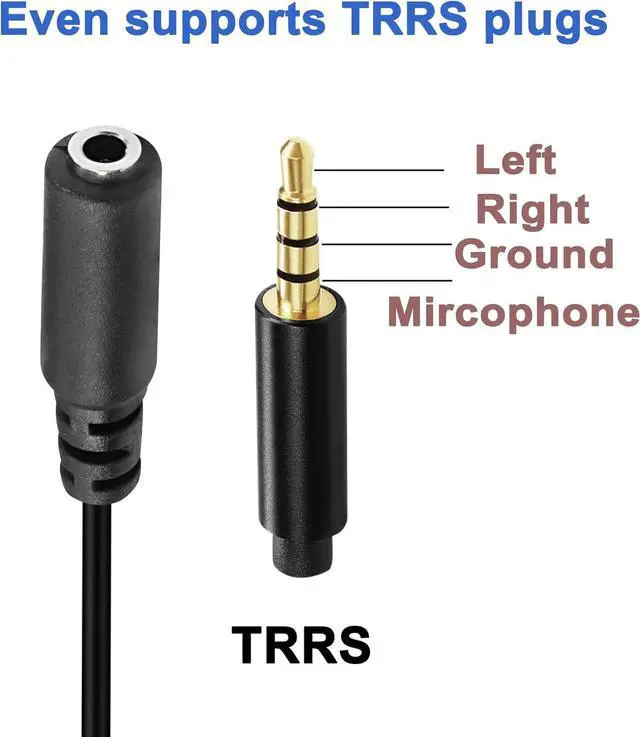 Alt view image 5 of 7 - Micro USB Male to AUX 3.5mm Audio Cable Cord, 2 Pack 1/8" 4 Pole TRRS Female to Micro USB 5pin Male Adapter Right Angled for Headset Active Clip Mic Microphone - 15cm