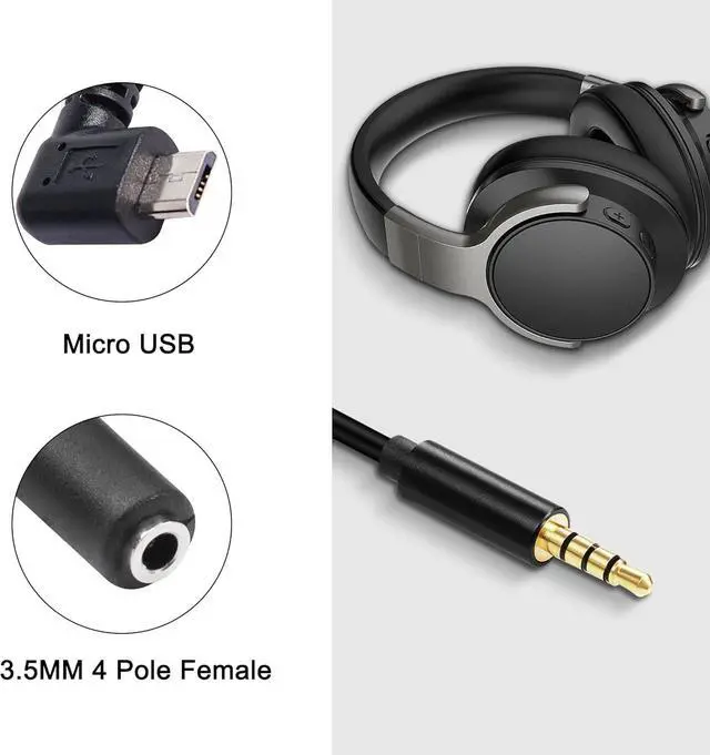Alt view image 6 of 7 - Micro USB Male to AUX 3.5mm Audio Cable Cord, 2 Pack 1/8" 4 Pole TRRS Female to Micro USB 5pin Male Adapter Right Angled for Headset Active Clip Mic Microphone - 15cm