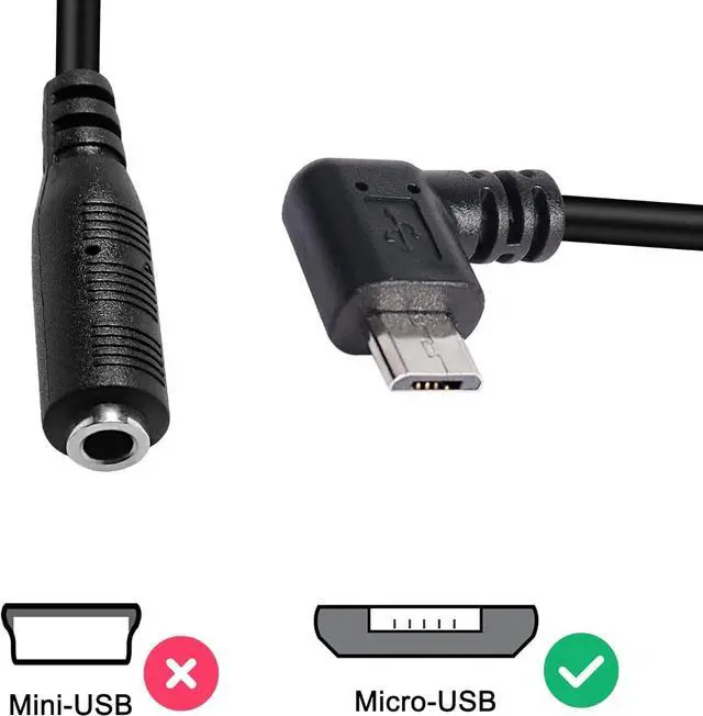 Alt view image 7 of 7 - Micro USB Male to AUX 3.5mm Audio Cable Cord, 2 Pack 1/8" 4 Pole TRRS Female to Micro USB 5pin Male Adapter Right Angled for Headset Active Clip Mic Microphone - 15cm