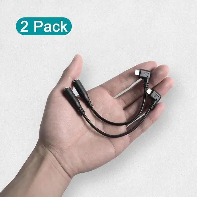 Alt view image 2 of 7 - Micro USB Male to AUX 3.5mm Audio Cable Cord, 2 Pack 1/8" 4 Pole TRRS Female to Micro USB 5pin Male Adapter Right Angled for Headset Active Clip Mic Microphone - 15cm