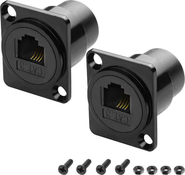 Main image of D-Type RJ11/RJ12 Panel Mount Connector,RJ11 4P4C Cat3 Female to Female Flush Mount Telephone Pass Through Socket Connector for Voice Communication Telephone Mode Voice System (2PCS)