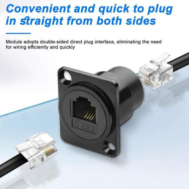 Alt view image 7 of 7 - D-Type RJ11/RJ12 Panel Mount Connector,RJ11 4P4C Cat3 Female to Female Flush Mount Telephone Pass Through Socket Connector for Voice Communication Telephone Mode Voice System (2PCS)