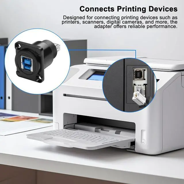 Alt view image 5 of 7 - D-Type USB 3.0 Type B Panel Amount to USB Type A Adapter Connector, USB3.0 AF/BF Adapter Type A Female to USB B Print Female Extender Convertor- 5Gbps for PC Scanner Fax Machine