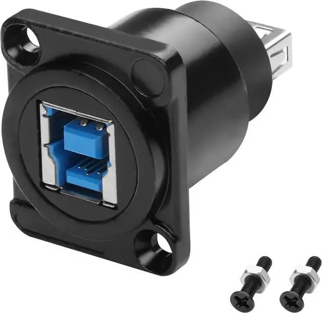 Main image of D-Type USB 3.0 Type B Panel Amount to USB Type A Adapter Connector, USB3.0 AF/BF Adapter Type A Female to USB B Print Female Extender Convertor- 5Gbps for PC Scanner Fax Machine