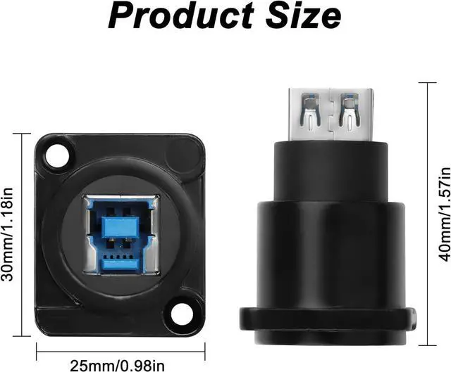 Alt view image 3 of 7 - D-Type USB 3.0 Type B Panel Amount to USB Type A Adapter Connector, USB3.0 AF/BF Adapter Type A Female to USB B Print Female Extender Convertor- 5Gbps for PC Scanner Fax Machine