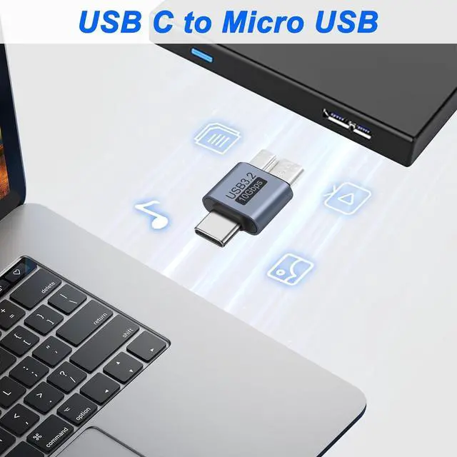 Alt view image 6 of 7 - USB Micro B to USB A/C Hard Drive Converter 10Gbps USB 3.2 Micro B Male to USB A/Type C Male Female Extension Adapter Support Charge and Data Syncfor for Hard Drives,SSD Drives, Laptop