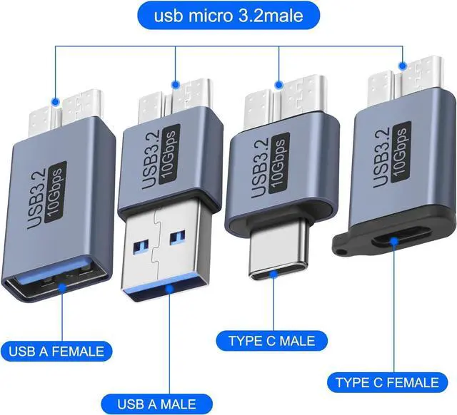 Alt view image 7 of 7 - USB Micro B to USB A/C Hard Drive Converter 10Gbps USB 3.2 Micro B Male to USB A/Type C Male Female Extension Adapter Support Charge and Data Syncfor for Hard Drives,SSD Drives, Laptop