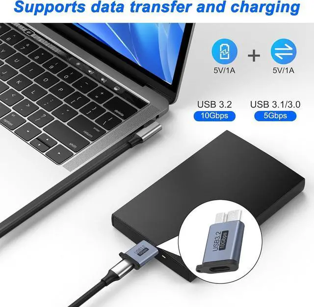 Alt view image 3 of 7 - USB Micro B to USB A/C Hard Drive Converter 10Gbps USB 3.2 Micro B Male to USB A/Type C Male Female Extension Adapter Support Charge and Data Syncfor for Hard Drives,SSD Drives, Laptop