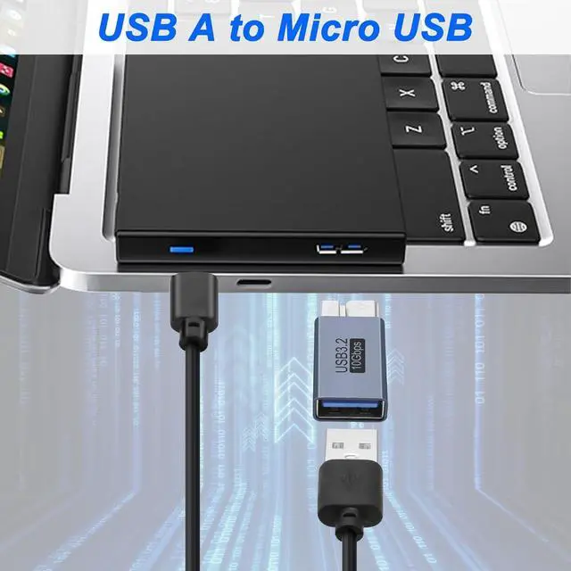 Alt view image 2 of 7 - USB Micro B to USB A/C Hard Drive Converter 10Gbps USB 3.2 Micro B Male to USB A/Type C Male Female Extension Adapter Support Charge and Data Syncfor for Hard Drives,SSD Drives, Laptop