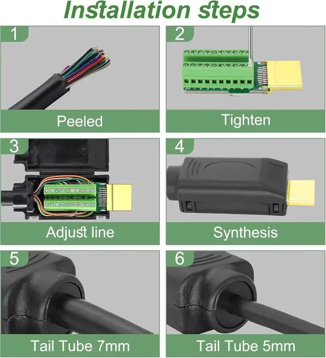 Alt view image 7 of 7 - HDMI Solderless Adapter HDMI Male Screw Terminal Breakout Board HDMI 20PIN End Repair Kit Connector with Case Accessories