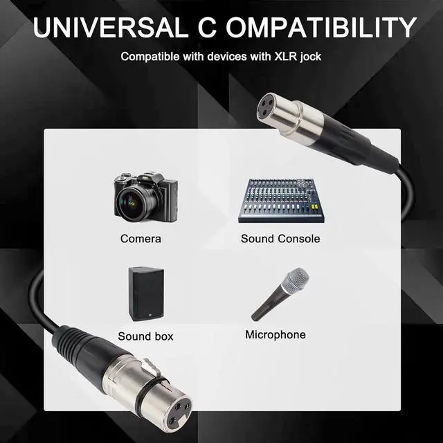 Alt view image 7 of 7 - Mini XLR Microphone Cable, 3pin to 3pin for BMPCC 4K Camera, Video Assist 4K & 8K (1FT/0.3M)