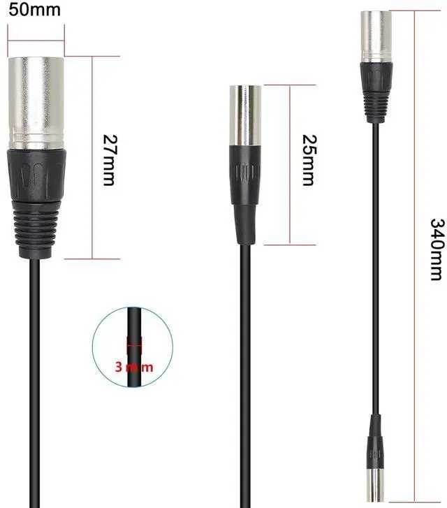 Alt view image 3 of 7 - Mini XLR Microphone Cable, 3pin to 3pin for BMPCC 4K Camera, Video Assist 4K & 8K (1FT/0.3M)