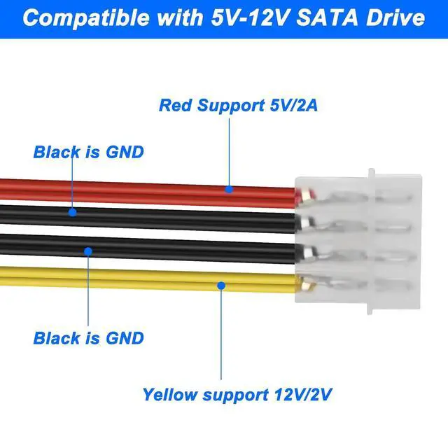Alt view image 6 of 7 - 4 Pin IDE to Dual SATA Power Y Splitter Cable,4 Pin Male IDE to 15 Pin Female Dual SATA 18AWG Hard Drive Extension Cable for 12V/5V IDE HDD DVD-20CM 4PCS