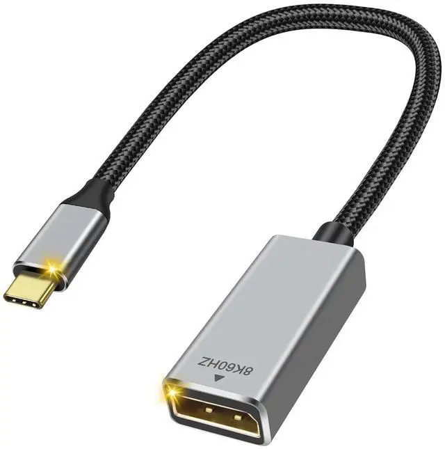 Alt view image 6 of 7 - 8K USB C to DisplayPort Cable, USB Type C Male to DisplayPort/DP 1.4 Female Converter Cable 8K@60Hz Speed Up to 32.4Gbps Compatible with Laptop, Tablet, Phone, Monitors, Projector (0.25M)