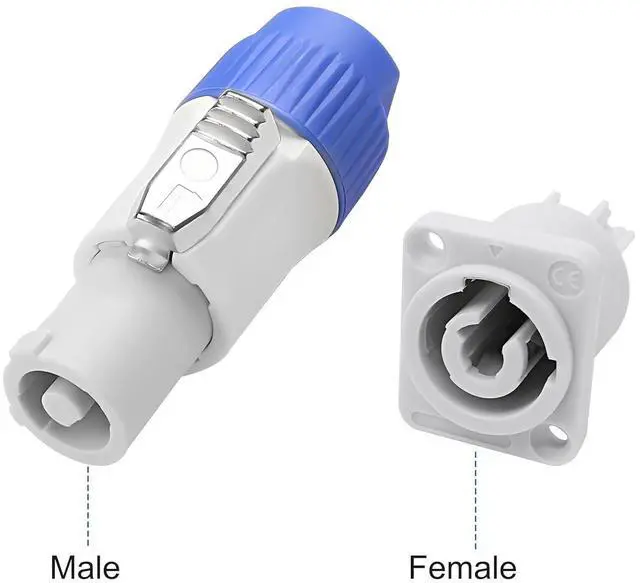 Alt view image 5 of 7 - Powercon 3 Pin AC Connector Male Chassis Plug Speaker Power Adapter Compatible with NAC3FCA, NAC3FCB, NAC3MA-1, NAC3MPB-1 for Audio Stage Light 20A/250V 2pairs (White)