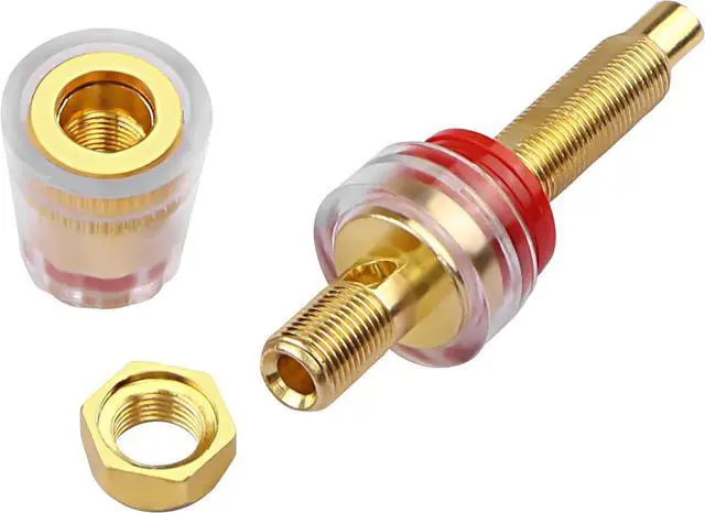 Alt view image 2 of 7 - Speaker Binding Post 5-Way Banana Jack Socket Speaker Terminal Connector 4mm Gold Plated Brass Insulated Binding Post for Amplifier (4PCS)