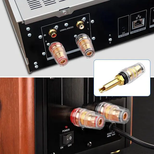 Alt view image 3 of 7 - Speaker Binding Post 5-Way Banana Jack Socket Speaker Terminal Connector 4mm Gold Plated Brass Insulated Binding Post for Amplifier (4PCS)