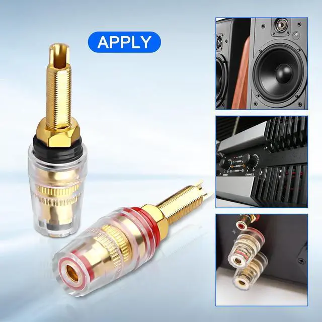 Alt view image 5 of 7 - Speaker Binding Post 5-Way Banana Jack Socket Speaker Terminal Connector 4mm Gold Plated Brass Insulated Binding Post for Amplifier (4PCS)