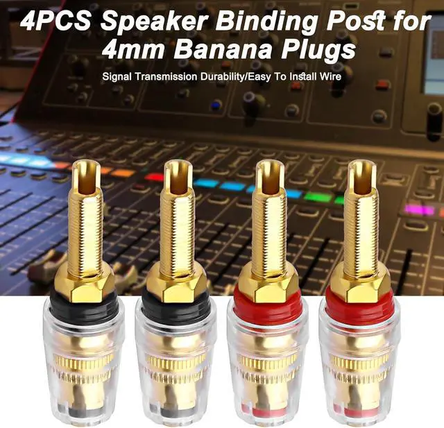 Alt view image 4 of 7 - Speaker Binding Post 5-Way Banana Jack Socket Speaker Terminal Connector 4mm Gold Plated Brass Insulated Binding Post for Amplifier (4PCS)
