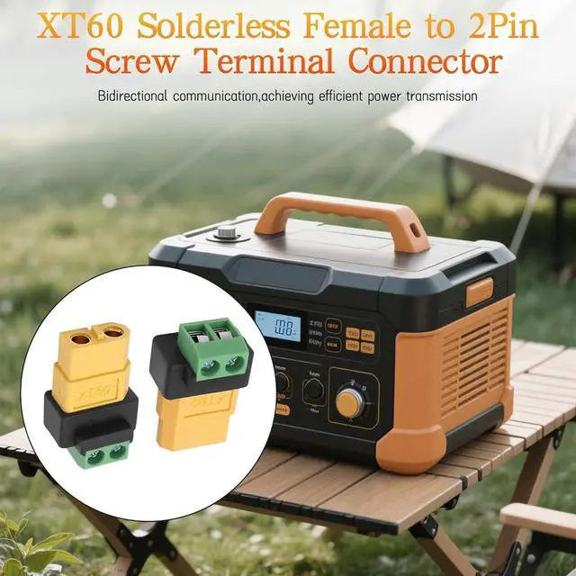 Alt view image 6 of 7 - XT60 Solderless Connector Female to 2Pin Screw Terminal Adapter for Solar PanelPortable Power Station,Unmanned Aerial Vehicles, Model Aircraft Plug 4Pcs