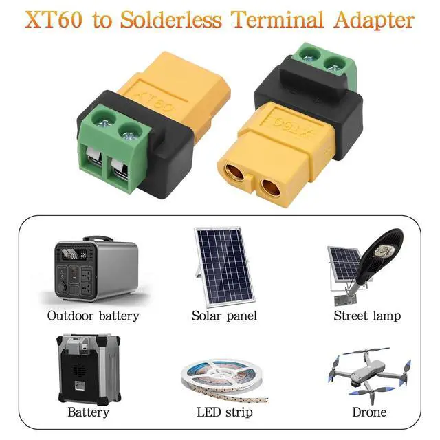 Alt view image 7 of 7 - XT60 Solderless Connector Female to 2Pin Screw Terminal Adapter for Solar PanelPortable Power Station,Unmanned Aerial Vehicles, Model Aircraft Plug 4Pcs
