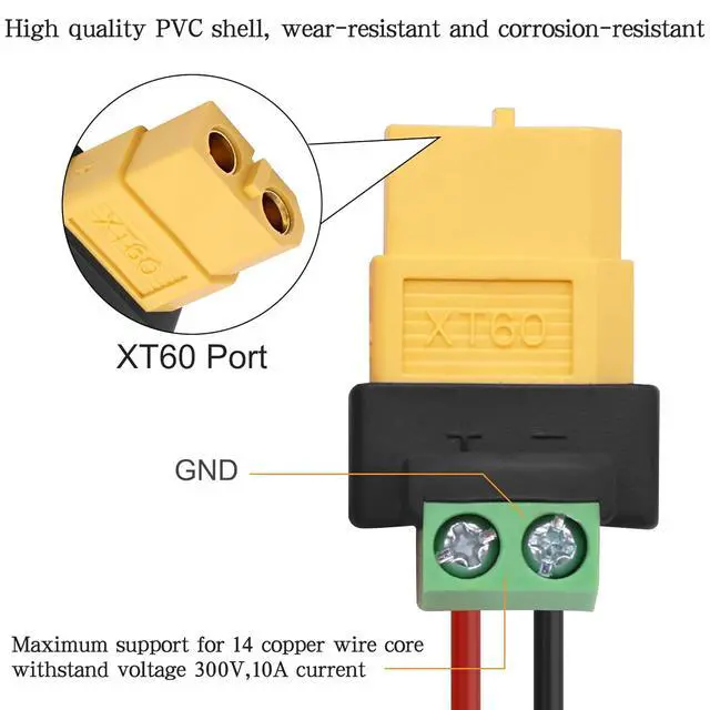 Alt view image 2 of 7 - XT60 Solderless Connector Female to 2Pin Screw Terminal Adapter for Solar PanelPortable Power Station,Unmanned Aerial Vehicles, Model Aircraft Plug 4Pcs