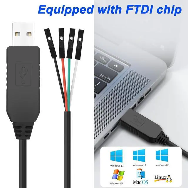 Alt view image 7 of 7 - USB to TTL 5V 3.3V Serial Download Cable,USB to TTL TX RX VCC GND Pinout Signal 4 Pin Female Socket with Prolific FTDI Chip for Windows 10 8 7 XP Vista Android (3.3FT)