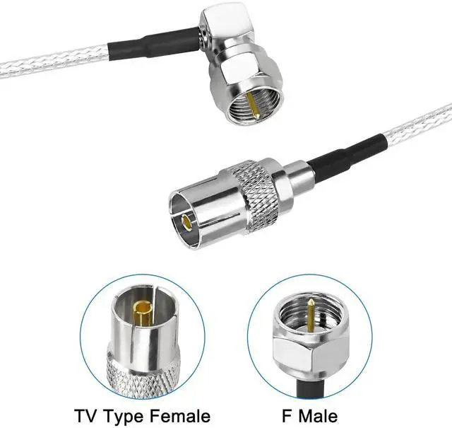 Alt view image 4 of 7 - 75 Ohm F Type Male to TV Type Pal Female Coaxial Cable RG316 TV Satellite Antenna RF Coax Adapter Cable Cord for HDTV, CATV, Modem, Satellite Receivers (6.6FT)