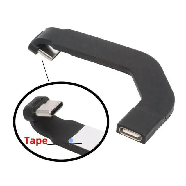 Alt view image 2 of 7 - Angled Type-C Male to USB-C Female Extension Ultra Slim Data Cable Connector Protector 65W Fast Charge for Tablet Phone