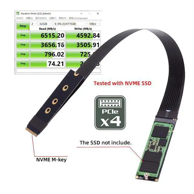 Alt view image 2 of 7 - NGFF M-Key NVME Male to Female Extension PCI Express Cable 30cm PCI-E 4.0 for Mainboard SSD 2230/2242/2260/2280
