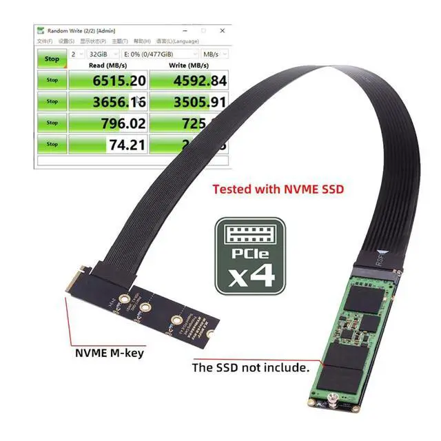 Alt view image 2 of 7 - NGFF M-Key NVME Male to Female Extension PCI Express Cable 30cm Right Angled Type 90 Degree PCI-E 4.0 for Mainboard SSD 2230/2242/2260/2280
