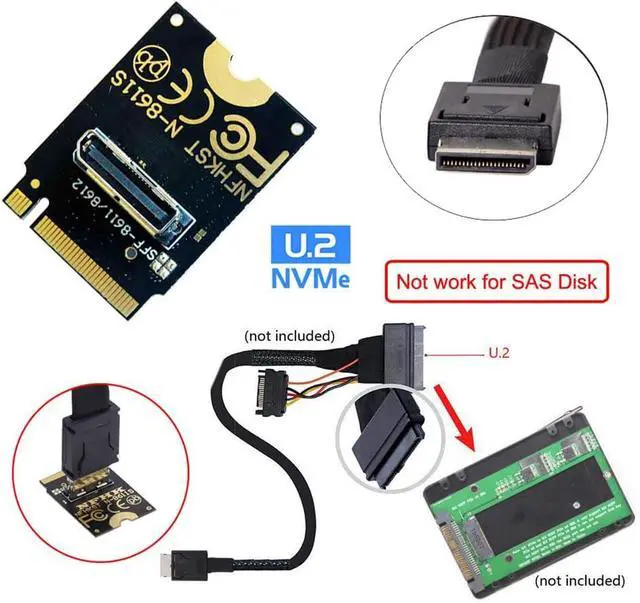 Alt view image 7 of 7 - 2230 PCI-E4.0 M.2 M-Key to Oculink SFF-8612 SFF-8611 Vertical Host Adapter for NVME U.2 SSD eGPU