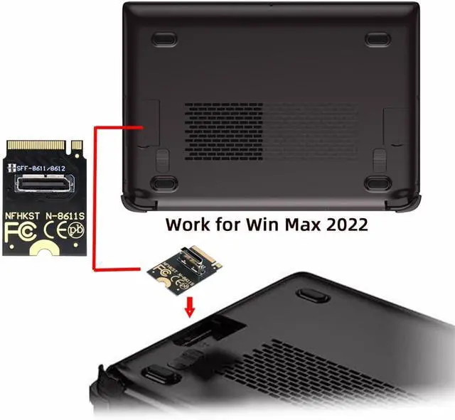 Alt view image 3 of 7 - 2230 PCI-E4.0 M.2 M-Key to Oculink SFF-8612 SFF-8611 Vertical Host Adapter for NVME U.2 SSD eGPU