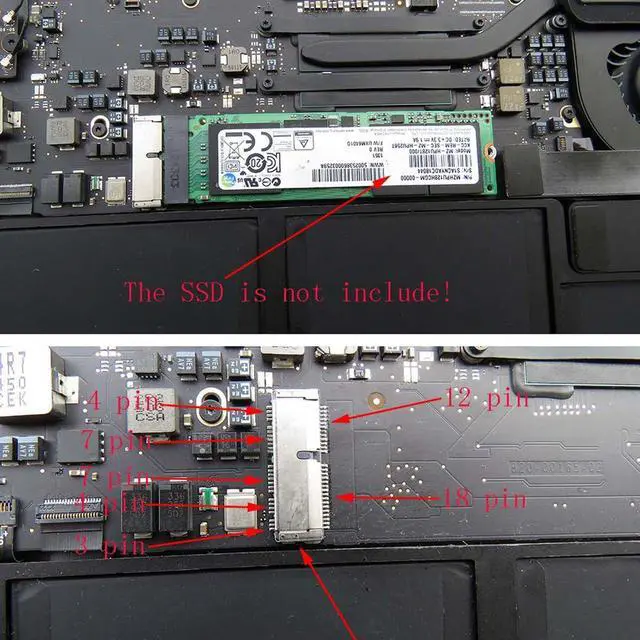 Alt view image 6 of 7 - 12+16pin 2014 2015 Mac to M.2 NGFF M-Key AHCI SSD Convert Card for MAC A1493 A1502 A1465 A1466
