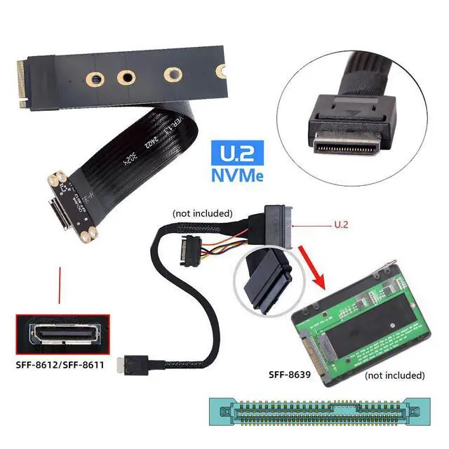 Alt view image 7 of 7 - 2280 NGFF PCI-E4.0 M.2 M-Key to Oculink SFF-8612 SFF-8611 Host Cable 15cm for NVME U.2 SSD Egpu