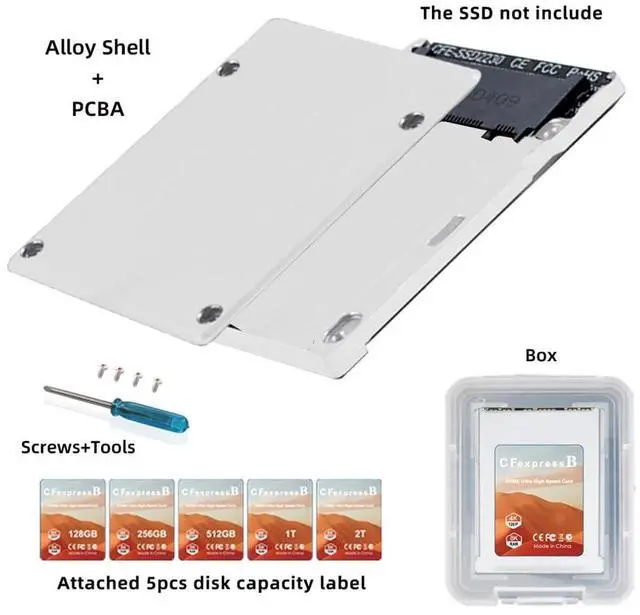 Alt view image 6 of 7 - Type-B CFexpress to NVME 2230 Memory Card Kit Case CFE CFB NGFF M-Key Adapter Alloy Shell for Camera 8K RAW PCIe Expansion
