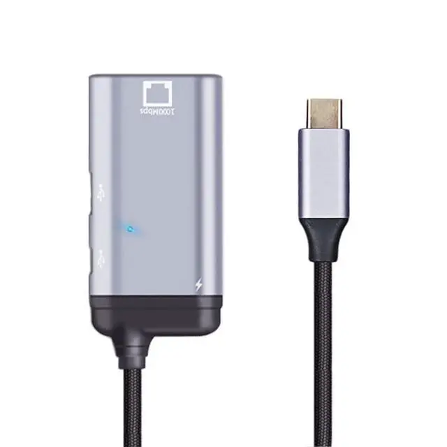 Alt view image 3 of 7 - USB-C Type-C USB3.1 to 1000Mbps Gigabit Ethernet Network LAN Adapter with Female PD Power Port