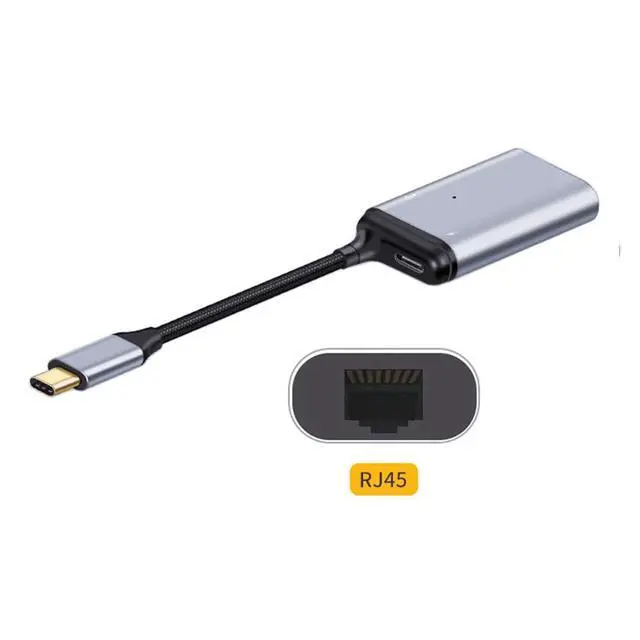 Alt view image 2 of 7 - USB-C Type-C USB3.1 to 1000Mbps Gigabit Ethernet Network LAN Adapter with Female PD Power Port
